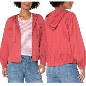 Liverpool Hooded Full Zip Utility Jacket in Rosebud Women's Size M